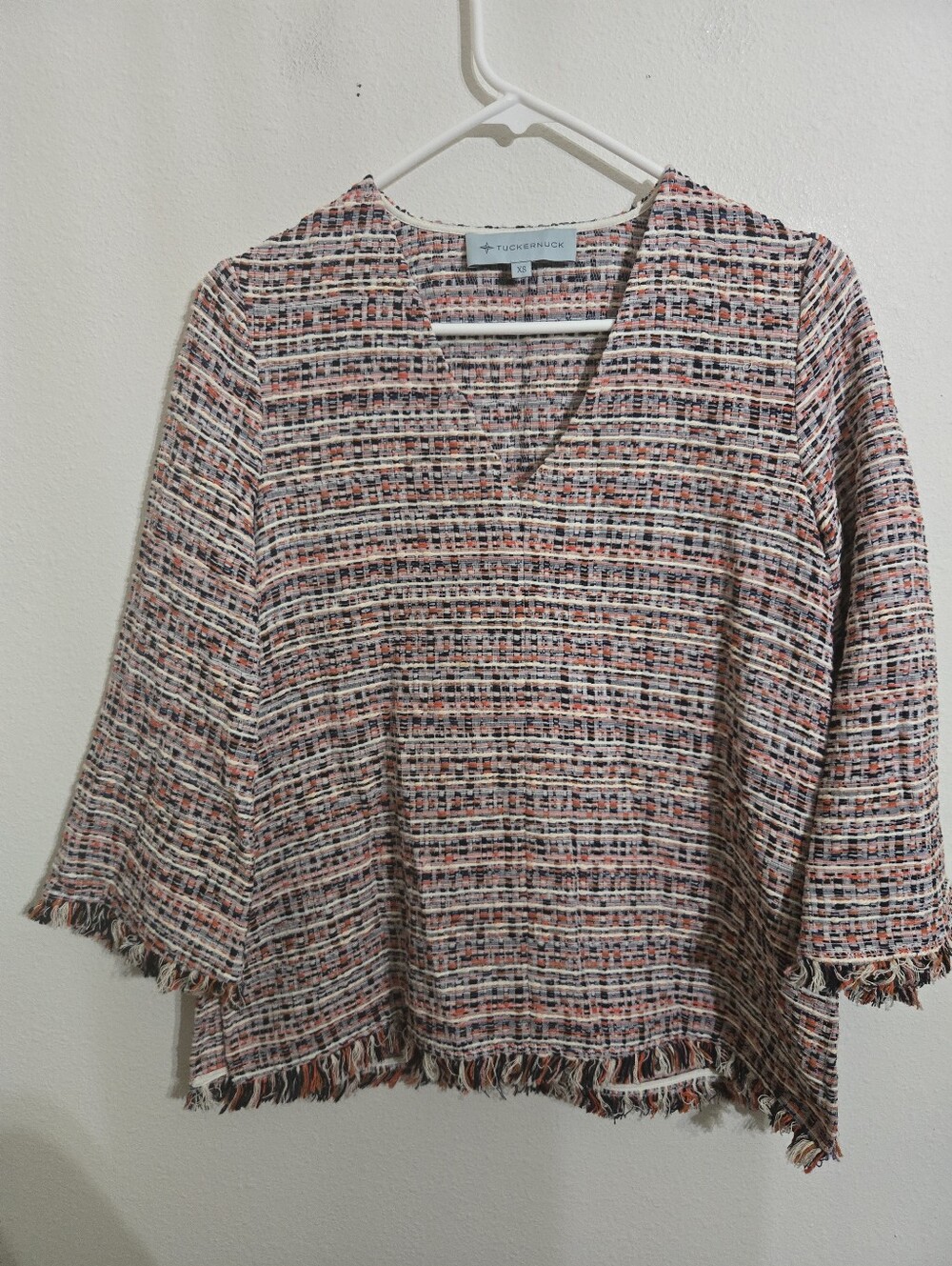 Tuckernuck Pink Multicolor Tweed V-Neck Sweater